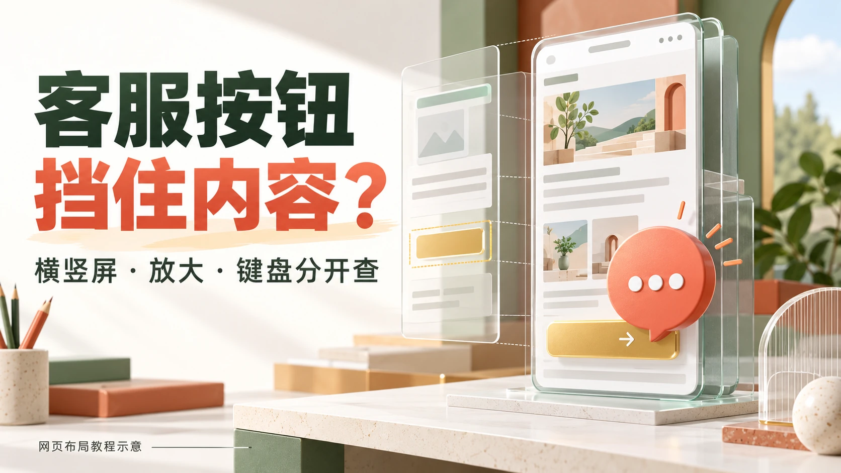 手机网页可见区域与客服浮层关系的原创视口剖面图