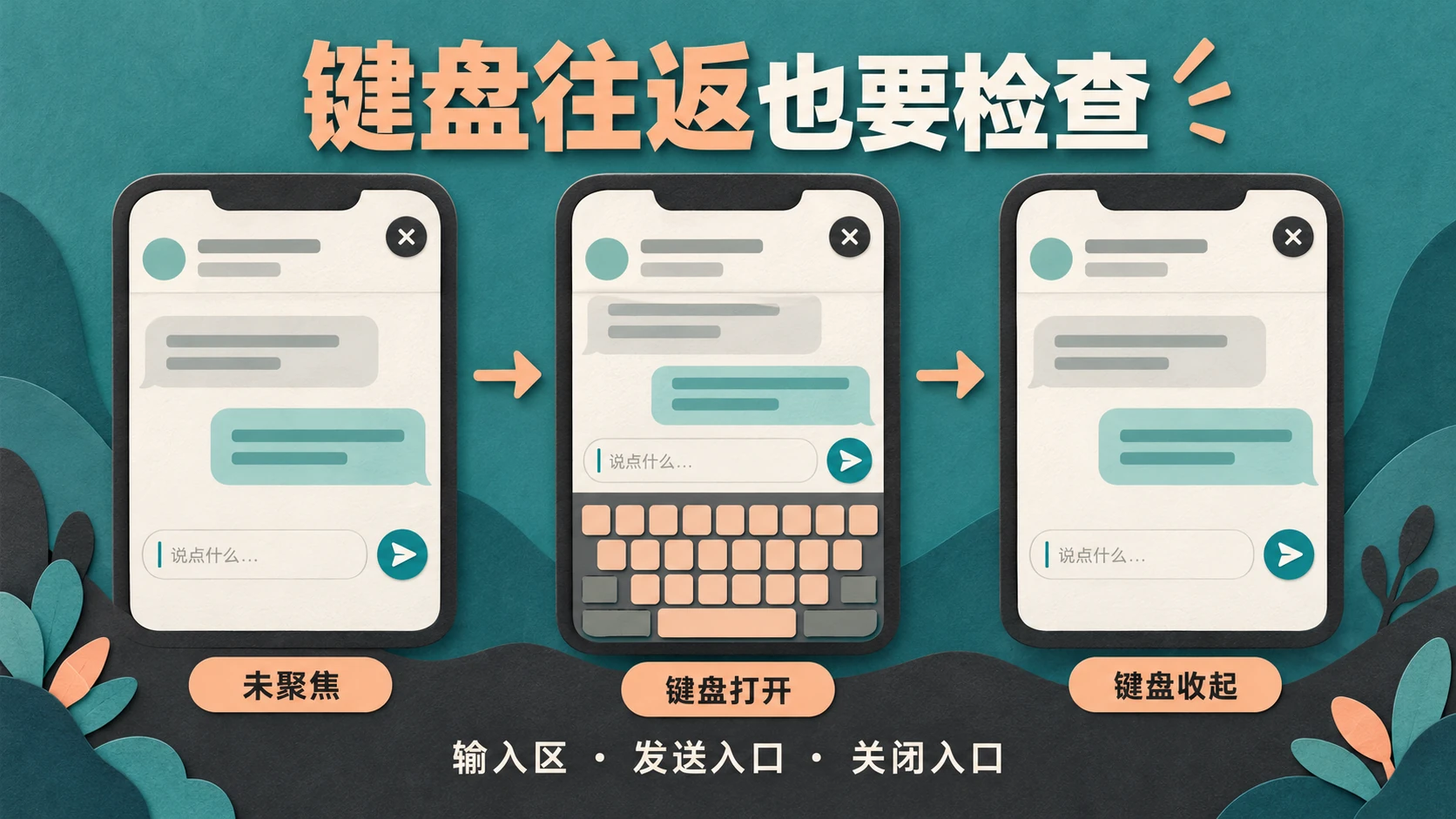 键盘关闭打开再关闭时输入区与发送区验收的原创演示图